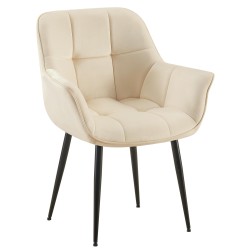 Silla de comedor Roseville de terciopelo color crema