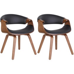 Juego de 2 sillas de comedor Foley, piel sintética, roble/negro