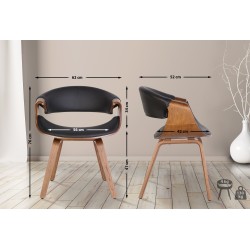 Juego de 2 sillas de comedor Foley, piel sintética, roble/negro