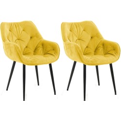 Juego de 2 sillas de terciopelo Tanna amarillo