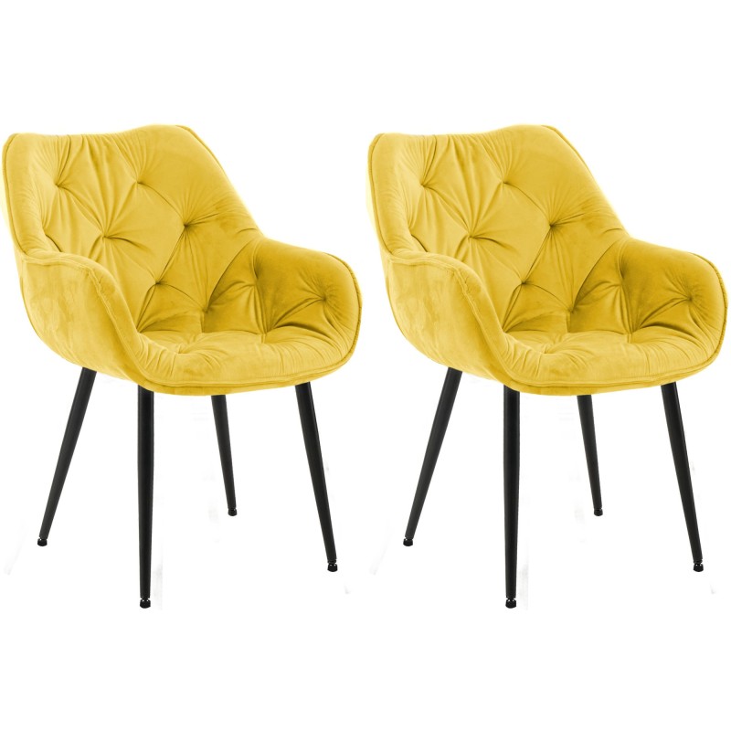 Juego de 2 sillas de terciopelo Tanna amarillo Juego de 2 sillas de terciopelo Tanna amarillo