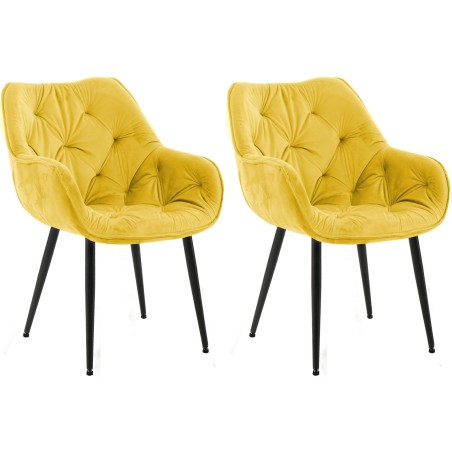 Juego de 2 sillas de terciopelo Tanna amarillo