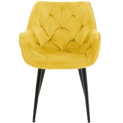 Juego de 2 sillas de terciopelo Tanna amarillo Juego de 2 sillas de terciopelo Tanna amarillo