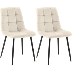 Juego de 2 sillas de comedor Tilde de terciopelo crema