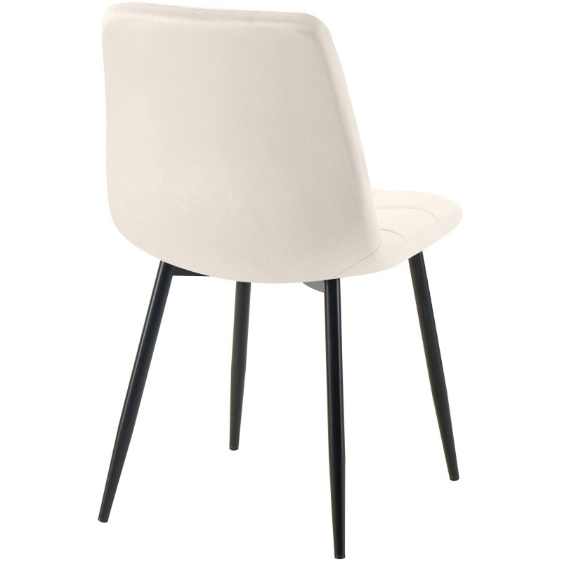 Juego de 2 sillas de comedor Tilde de terciopelo blanco crema