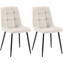 Juego de 2 sillas de comedor Tilde de terciopelo blanco crema