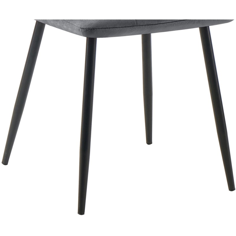 Juego de 4 sillas de comedor Tilde en terciopelo gris oscuro