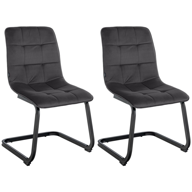 Juego de 2 sillas de comedor Vermont en terciopelo negro