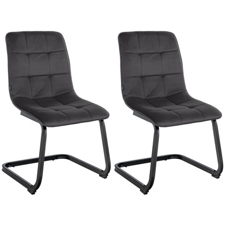 Juego de 2 sillas de comedor Vermont en terciopelo negro