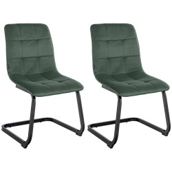 Juego de 2 sillas de comedor Vermont en terciopelo verde oscuro