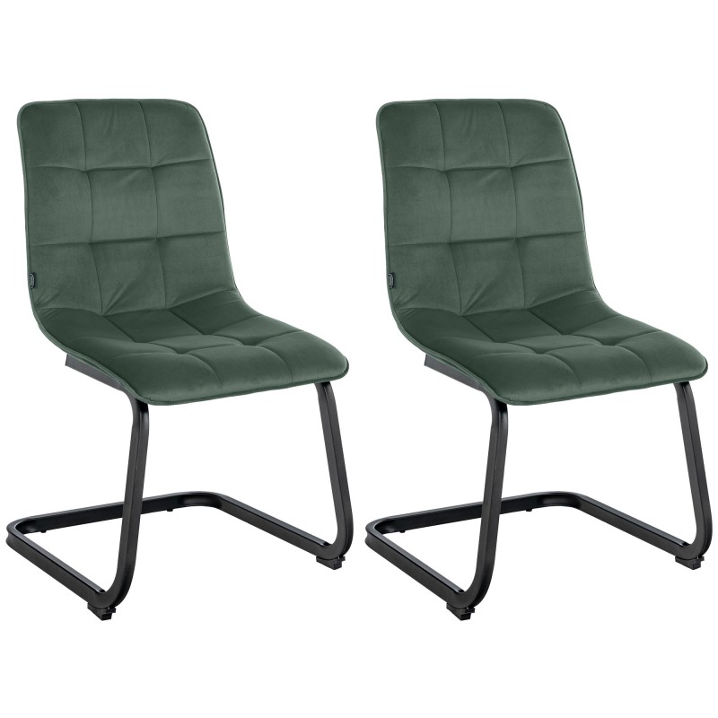 Juego de 2 sillas de comedor Vermont en terciopelo verde oscuro