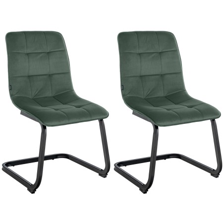 Juego de 2 sillas de comedor Vermont en terciopelo verde oscuro
