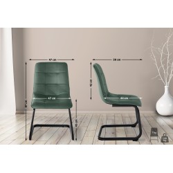 Juego de 2 sillas de comedor Vermont en terciopelo verde oscuro