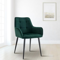 Silla de comedor Ferndale de terciopelo verde oscuro