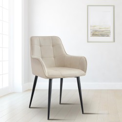 Silla de comedor Ferndale de terciopelo crema