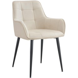 Silla de comedor Ferndale de terciopelo crema