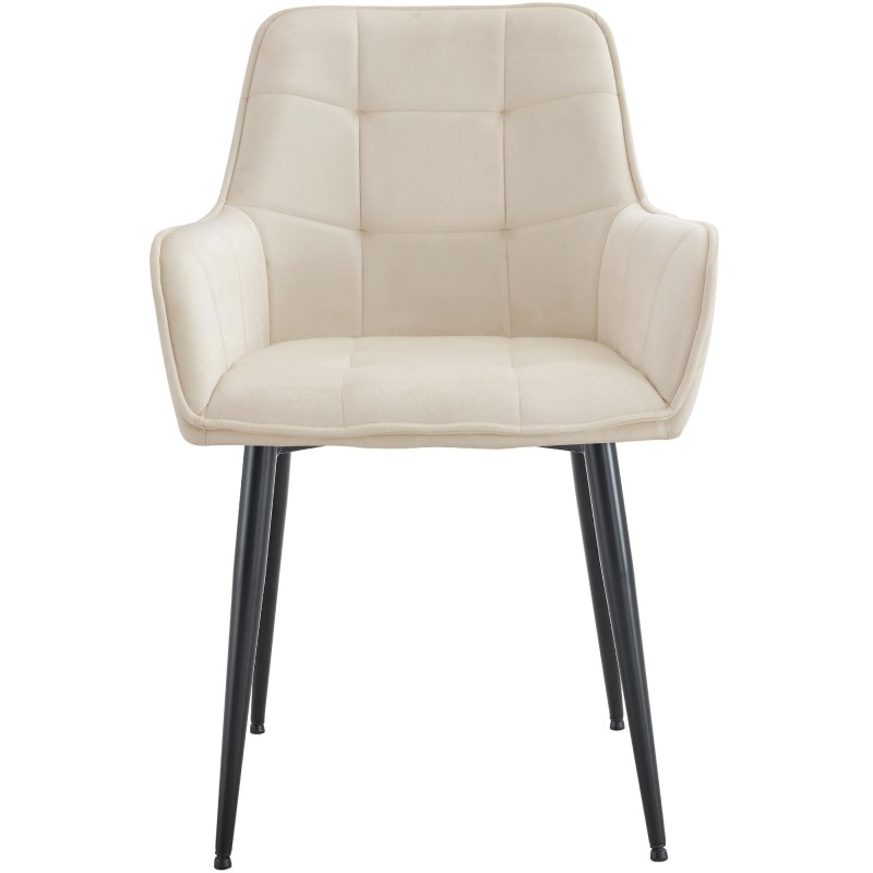 Silla de comedor Ferndale de terciopelo crema