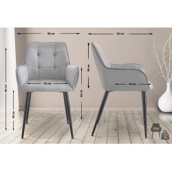 Silla de comedor Ferndale de terciopelo gris claro
