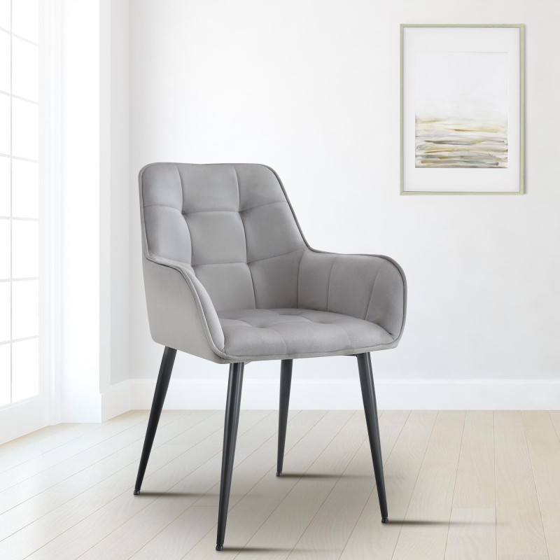Silla de comedor Ferndale de terciopelo gris claro