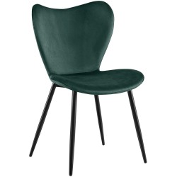 Silla de comedor Maika de terciopelo verde
