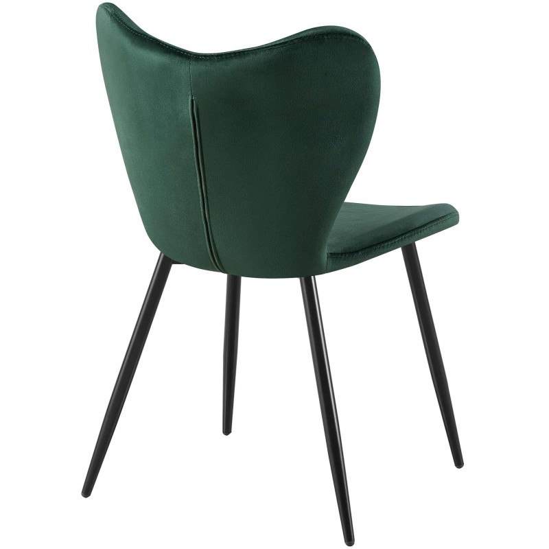 Silla de comedor Maika de terciopelo verde