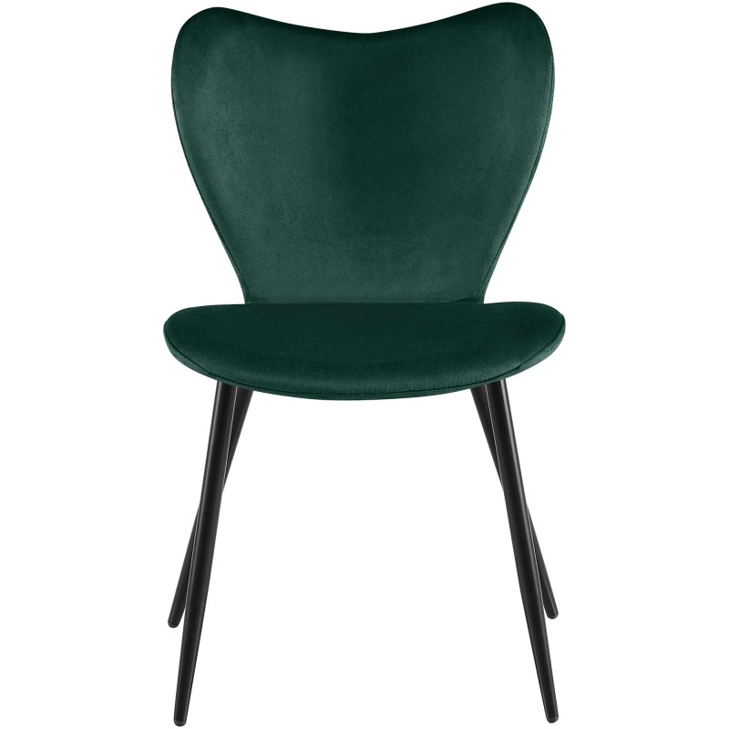 Silla de comedor Maika de terciopelo verde