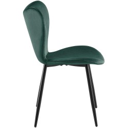 Silla de comedor Maika de terciopelo verde