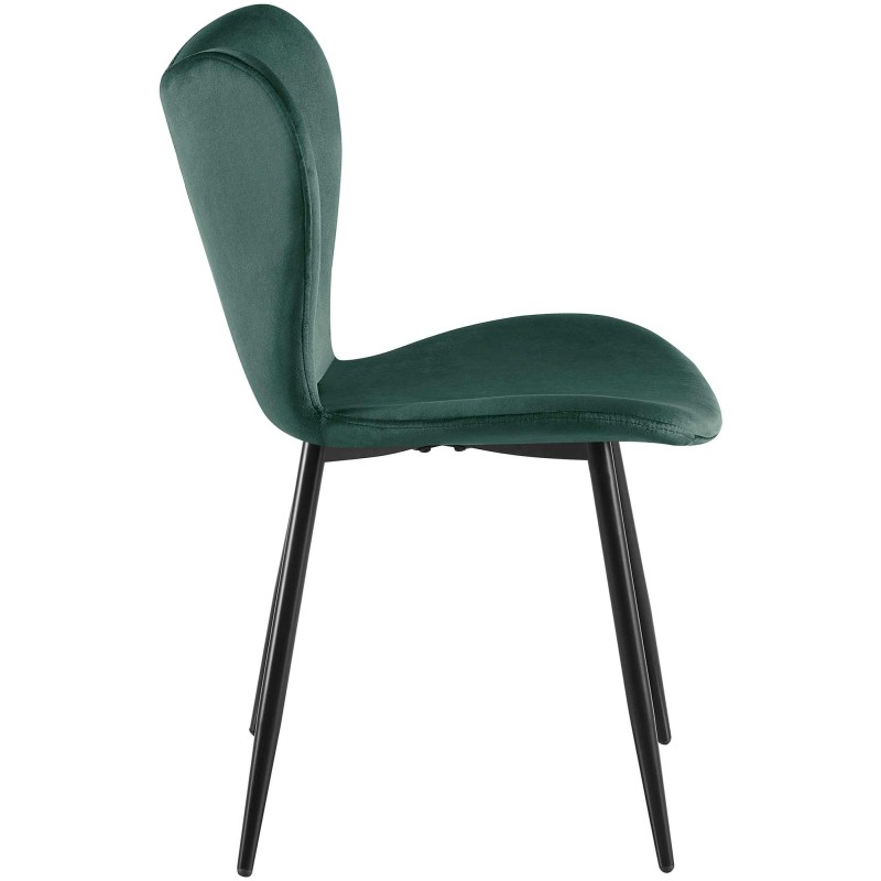 Silla de comedor Maika de terciopelo verde