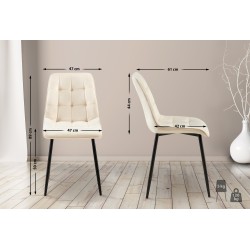 Silla de comedor Gifford de terciopelo color crema