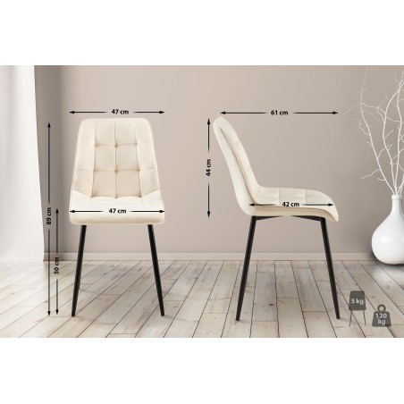 Silla de comedor Gifford de terciopelo color crema