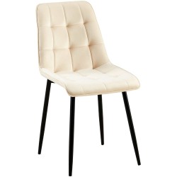 Silla de comedor Gifford de terciopelo color crema