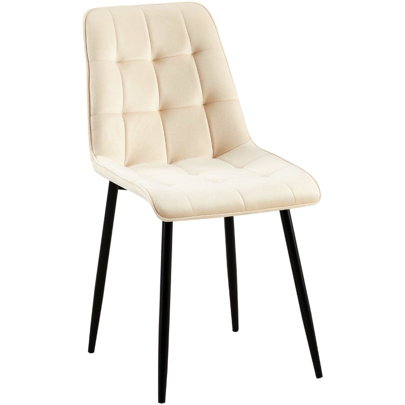 Silla de comedor Gifford de terciopelo color crema