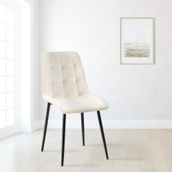Silla de comedor Gifford de terciopelo color crema
