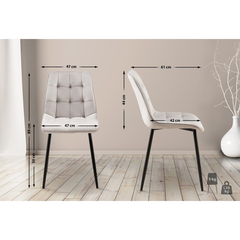 Silla de comedor Gifford en terciopelo gris