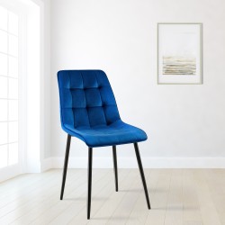 Silla de comedor Gifford de terciopelo azul oscuro