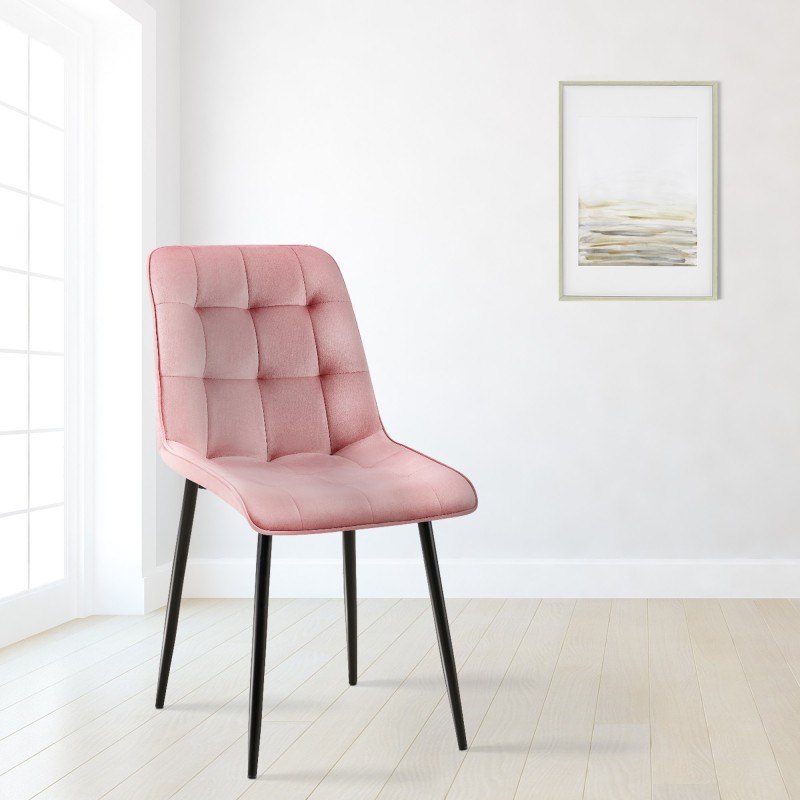Silla de comedor Gifford de terciopelo rosa