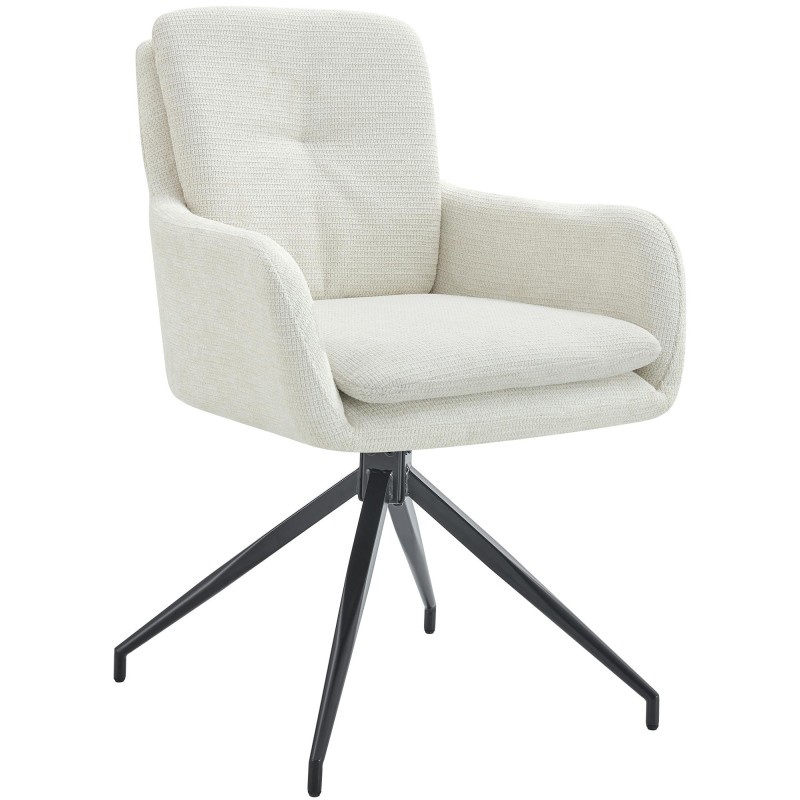 Silla de comedor Pickett en tela color crema