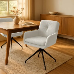 Silla de comedor Pickett en tela color crema