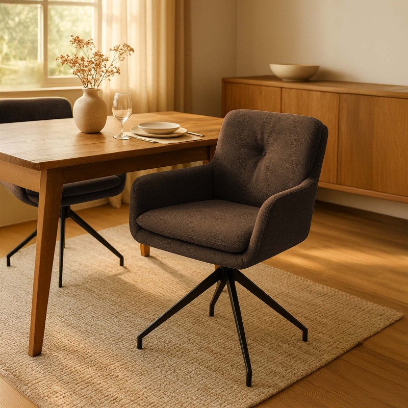 Silla de comedor Pickett en tela marrón