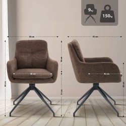 Silla de comedor Pickett en tela marrón