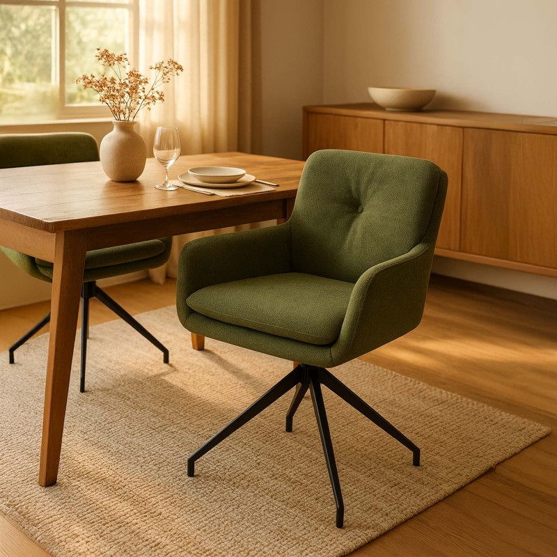 Silla de comedor Pickett en tela verde