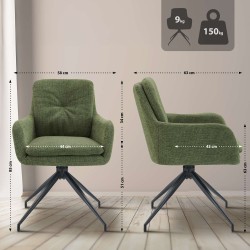 Silla de comedor Pickett en tela verde