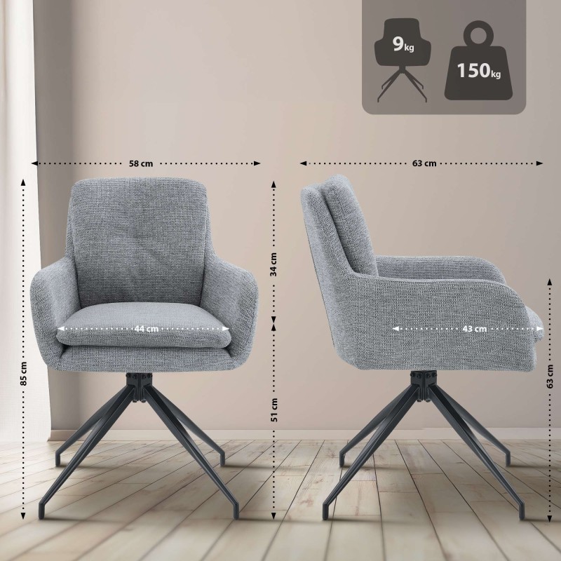 Silla de comedor Pickett en tela gris