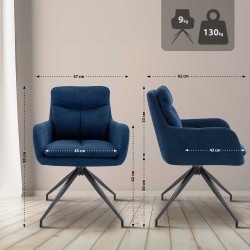 Silla de comedor Somers en tela azul