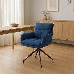 Silla de comedor Somers en tela azul
