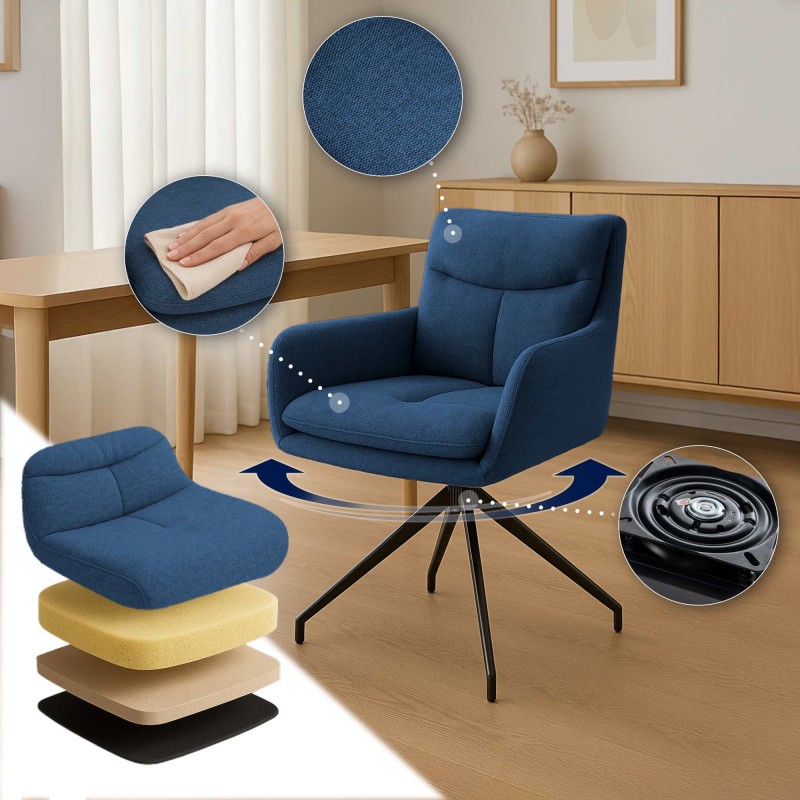 Silla de comedor Somers en tela azul