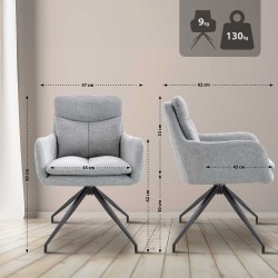 Silla de comedor Somers en tela gris claro