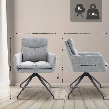 Silla de comedor Somers en tela gris claro
