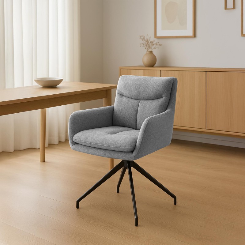 Silla de comedor Somers en tela gris claro