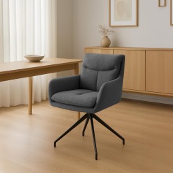 Silla de comedor Somers en tela gris oscuro